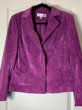 Spring Petite Purple Velvet-Feel Blazer Conrad C Size 8P Soft Tailored Stretch